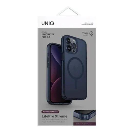 Cover Iphone 15 Pro Max Hybrid Magclick Charging Lifepro Xtreme Uniq - Smoke Blue